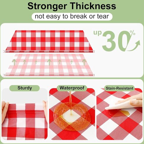 Smiry 3 Pack Red Gingham Disposable Tablecloths - 54" x 108" Rectangle Plastic Checkered Table Cloth, Waterproof Buffalo Plaid Table Covers for Picnic, Outdoor, Birthday, Party in Saudi Arabia