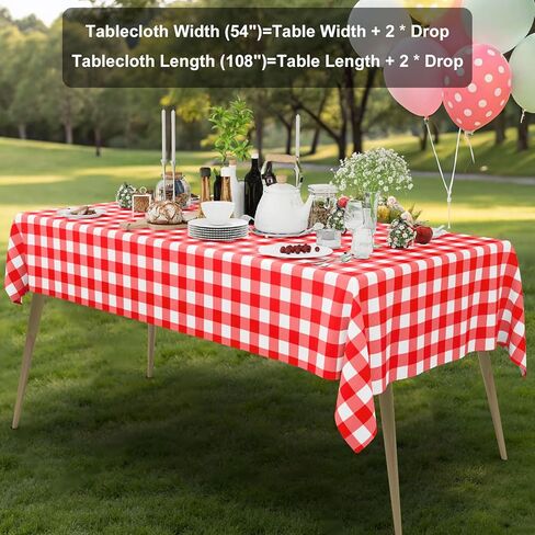 Smiry 3 Pack Red Gingham Disposable Tablecloths - 54" x 108" Rectangle Plastic Checkered Table Cloth, Waterproof Buffalo Plaid Table Covers for Picnic, Outdoor, Birthday, Party in Saudi Arabia