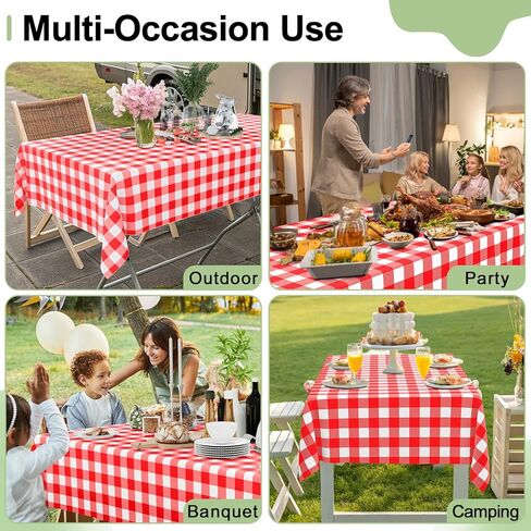 Smiry 3 Pack Red Gingham Disposable Tablecloths - 54" x 108" Rectangle Plastic Checkered Table Cloth, Waterproof Buffalo Plaid Table Covers for Picnic, Outdoor, Birthday, Party in Saudi Arabia