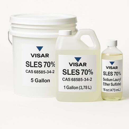VISAR SLES 70% – Sodium Lauryl Ether Sulfate – CAS 68585-34-2 – Raw Material for Shampoo & Detergent (1 Gallon) in Saudi Arabia