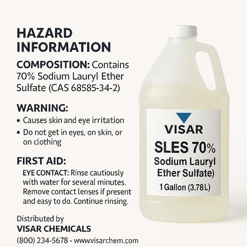 VISAR SLES 70% – Sodium Lauryl Ether Sulfate – CAS 68585-34-2 – Raw Material for Shampoo & Detergent (1 Gallon) in Saudi Arabia