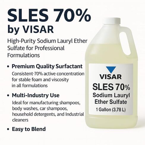 VISAR SLES 70% – Sodium Lauryl Ether Sulfate – CAS 68585-34-2 – Raw Material for Shampoo & Detergent (1 Gallon) in Saudi Arabia