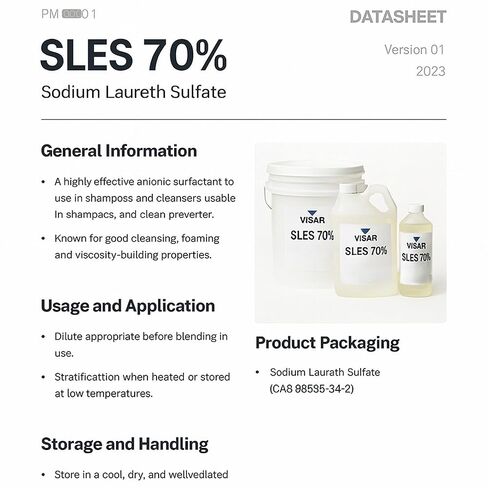 VISAR SLES 70% – Sodium Lauryl Ether Sulfate – CAS 68585-34-2 – Raw Material for Shampoo & Detergent (1 Gallon) in Saudi Arabia