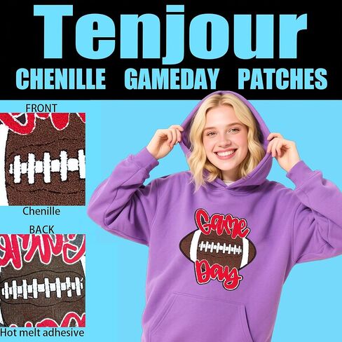 Chenille Gameday Patches Iron on Gameday Patches Football Ambroiderde (Red) in Kuwait