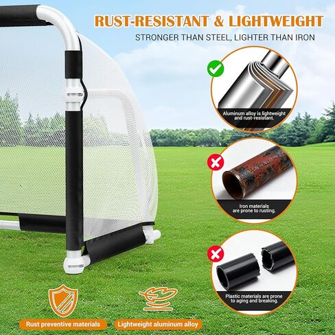 Aluminum Folding Soccer Goal with Carry Bag for Backyard, Portable 5x3 / 4x2.5 FT Mini Soccer Goals for Kids and Adults, 10-Second Set Up & Steady, Training & Team Practice in Saudi Arabia