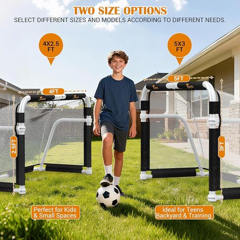 Aluminum Folding Soccer Goal with Carry Bag for Backyard, Portable 5x3 / 4x2.5 FT Mini Soccer Goals for Kids and Adults, 10-Second Set Up & Steady, Training & Team Practice in Saudi Arabia