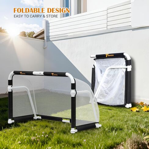 Aluminum Folding Soccer Goal with Carry Bag for Backyard, Portable 5x3 / 4x2.5 FT Mini Soccer Goals for Kids and Adults, 10-Second Set Up & Steady, Training & Team Practice in Saudi Arabia