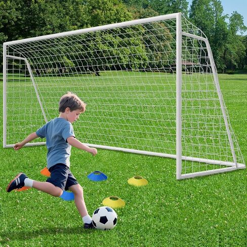 DoCred 6x4/8x6/10x6.5/12x6/16x7/18x7/21x7/24x8ft Soccer Goals, Foldable Steel Full Size Soccer Goal for Backyard, Weatherproof Metal Soccer Goal for Teens/Adults Practice Training in Kuwait