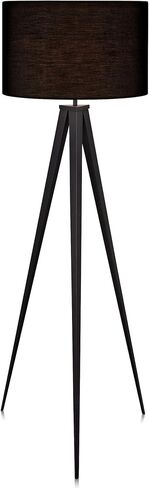 Versanora Romanza Modern LED Tripod Floor Lamp طويل القامة قائم على طبل الظل للظلال المعدنية لغرفة المعيشة قراءة مكتب غرفة نوم ، 60 بوصة ، أسود in Kuwait