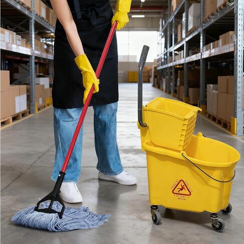 استبدال رأس الممسحة التجارية الثقيلة للمطاط: رؤوس ممسحة من الألياف الدقيقة الصناعية الرطبة الكبيرة المصنوعة من القطن الأزرق، إعادة ملء 16oz عالمية لتنظيف الأرضيات - 6 عبوات من رؤوس الممسحة القابلة للغسل in Kuwait