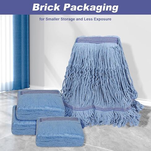 استبدال رأس الممسحة التجارية الثقيلة للمطاط: رؤوس ممسحة من الألياف الدقيقة الصناعية الرطبة الكبيرة المصنوعة من القطن الأزرق، إعادة ملء 16oz عالمية لتنظيف الأرضيات - 6 عبوات من رؤوس الممسحة القابلة للغسل in Kuwait