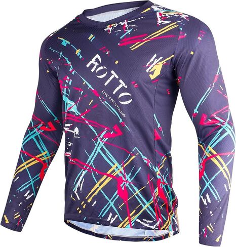 قميص ROTTO رجالي طويل الأكمام لركوب الدراجات الجبلية جيرسي MTB BMX Downhill ماص للرطوبة سريع الجفاف in Kuwait