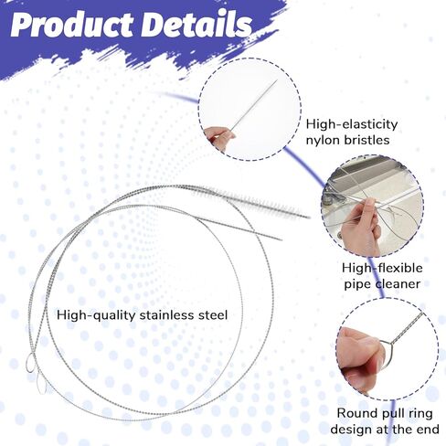 2 PCS Extra Long Pipe Cleaners, 39.4 in Straw Cleaner Brush Extra Long, White Tube Cleaning Brush for Cleaning Straw, Feeding Tubes, Line and Pump in Saudi Arabia