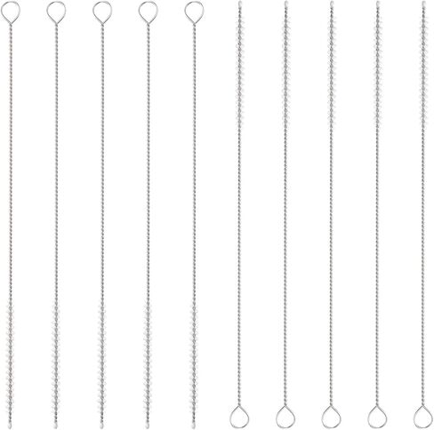 HARFINGTON Straw Cleaner Brush Set, 12 Inch Length 304 Stainless Steel and Nylon Bristles for Water Bottle Silicone Straw Sippy Cup Pipes, White (4mm OD, 10-Piece-Set) in Saudi Arabia