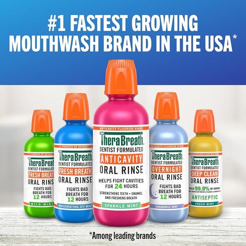 TheraBreath AM + PM Mouthwash Bundle, Morning & Overnight Rinses, 16 fl oz (2-Pack) in Kuwait