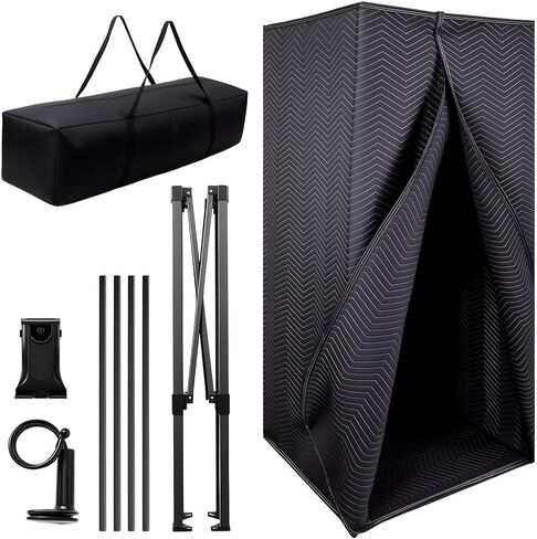 Portable Vocal Booth, 6.28 ft Height, Echo-Free Recording Booth Sound Booth, Foldable Home Recording Studio Vocal Booth with Carry Bag, for Voiceovers, Music, Game, Podcasts, Black in Kuwait