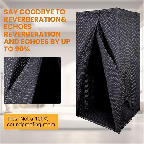 Portable Vocal Booth, 6.28 ft Height, Echo-Free Recording Booth Sound Booth, Foldable Home Recording Studio Vocal Booth with Carry Bag, for Voiceovers, Music, Game, Podcasts, Black in Kuwait