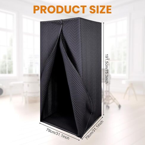 Portable Vocal Booth, 6.28 ft Height, Echo-Free Recording Booth Sound Booth, Foldable Home Recording Studio Vocal Booth with Carry Bag, for Voiceovers, Music, Game, Podcasts, Black in Kuwait