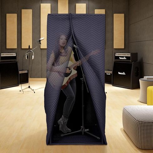Portable Vocal Booth, 6.28 ft Height, Echo-Free Recording Booth Sound Booth, Foldable Home Recording Studio Vocal Booth with Carry Bag, for Voiceovers, Music, Game, Podcasts, Black in Kuwait