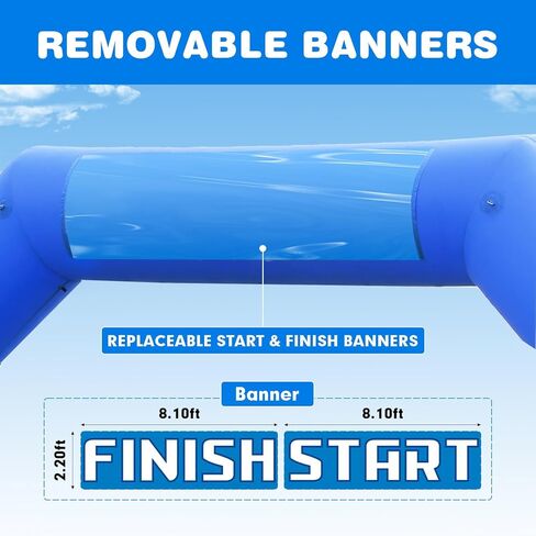 OZIS 20Ft Start Finish Line Inflatable Arch with Built-in Blower, Hexagon Inflatable Archway for Outdoor Impactful Race Advertising Commerce School Sport (Blue) in Saudi Arabia