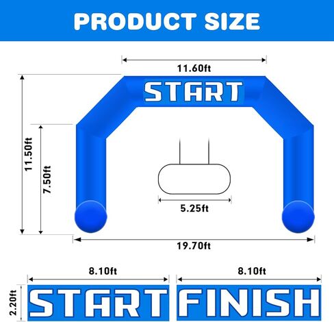 OZIS 20Ft Start Finish Line Inflatable Arch with Built-in Blower, Hexagon Inflatable Archway for Outdoor Impactful Race Advertising Commerce School Sport (Blue) in Saudi Arabia
