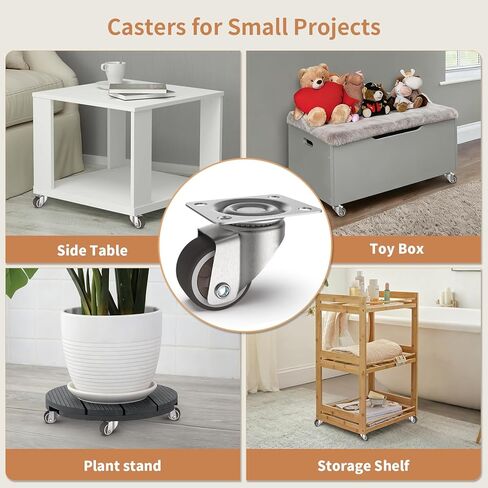 1" Small Swivel Plate Casters, Low Profile TPR Silent Furniture Wheels, Mounting for Wooden Side Table, Shelving Unit, Plant Stand, 4 Pcs in Saudi Arabia