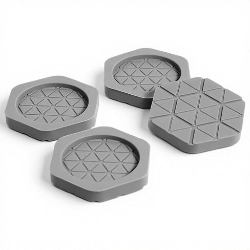 4 Pcs Anti Vibration Pad for Washing Machine, Shock Absorbing Mat Hexagon Stops Washer Dryer from Moving Rubber Antivibration Stabilizer for Leveling Washer in Saudi Arabia