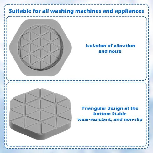 4 Pcs Anti Vibration Pad for Washing Machine, Shock Absorbing Mat Hexagon Stops Washer Dryer from Moving Rubber Antivibration Stabilizer for Leveling Washer in Saudi Arabia
