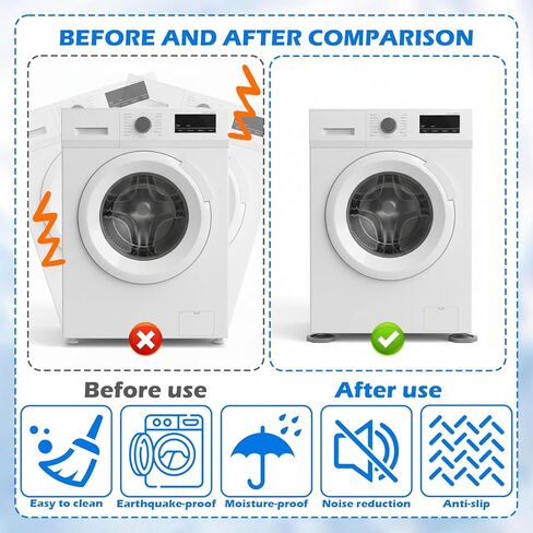 4 Pcs Anti Vibration Pad for Washing Machine, Shock Absorbing Mat Hexagon Stops Washer Dryer from Moving Rubber Antivibration Stabilizer for Leveling Washer in Saudi Arabia