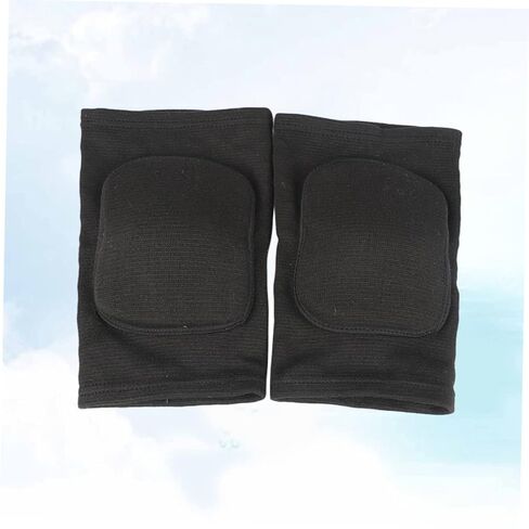 PartyKindom 2Pcs Thickened Exercise Sponge Knee Pads for Fitness Training Breathable Safety Support for Basketball Football Volleyball Running and Weightlifting Black in Saudi Arabia