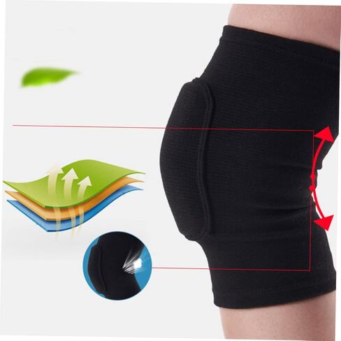 PartyKindom 2Pcs Thickened Exercise Sponge Knee Pads for Fitness Training Breathable Safety Support for Basketball Football Volleyball Running and Weightlifting Black in Saudi Arabia