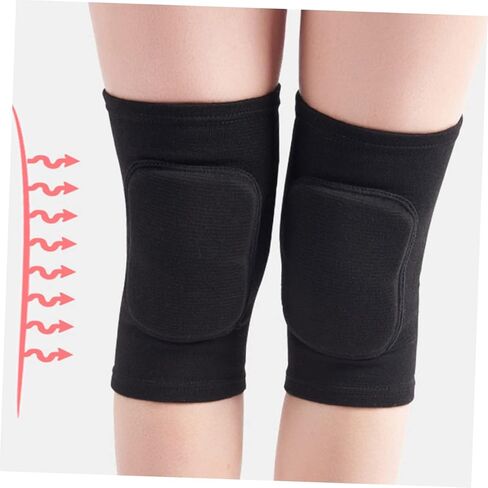 PartyKindom 2Pcs Thickened Exercise Sponge Knee Pads for Fitness Training Breathable Safety Support for Basketball Football Volleyball Running and Weightlifting Black in Saudi Arabia