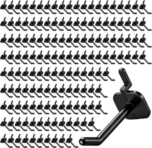 Geelin 200 Pack 2 Inch Plastic Pegboard Hooks Peg Board Shelving Hooks Pegboard Locking Hook for Peg Boards Craft Storage Garage Kitchen Wall Display Organizer Tools, Black in Saudi Arabia
