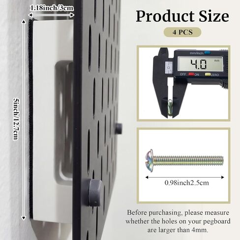 4 Pcs Pegboard Mounting Kit, No Drill Self Adhesive Pegboards Wall Mount, Pegboard Wall Mounting Hardware for Home Office Apartment Craft in Saudi Arabia