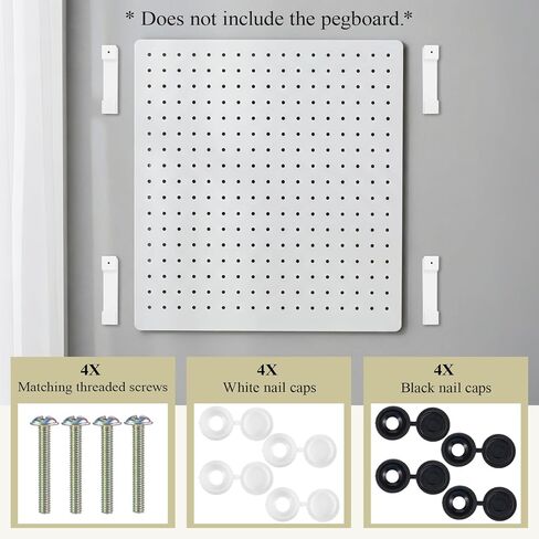 4 Pcs Pegboard Mounting Kit, No Drill Self Adhesive Pegboards Wall Mount, Pegboard Wall Mounting Hardware for Home Office Apartment Craft in Saudi Arabia