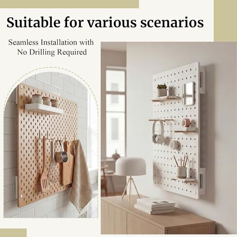 4 Pcs Pegboard Mounting Kit, No Drill Self Adhesive Pegboards Wall Mount, Pegboard Wall Mounting Hardware for Home Office Apartment Craft in Saudi Arabia