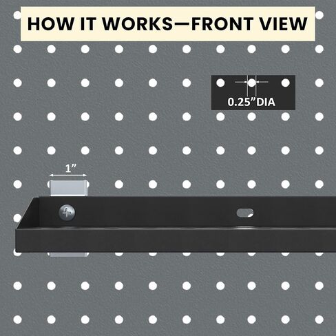 UNITEDPOWER Pegboard Mounting Adapter, 12PCS Metal Fixing Bracket Fit for 1/4", 1/2" or 1'' Peg Boards Hanging and Mounting Tools Rack, Storage Organizer for Garage, Store in Kuwait