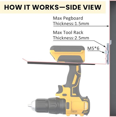 UNITEDPOWER Pegboard Mounting Adapter, 12PCS Metal Fixing Bracket Fit for 1/4", 1/2" or 1'' Peg Boards Hanging and Mounting Tools Rack, Storage Organizer for Garage, Store in Kuwait