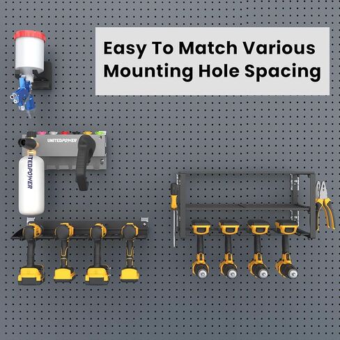 UNITEDPOWER Pegboard Mounting Adapter, 12PCS Metal Fixing Bracket Fit for 1/4", 1/2" or 1'' Peg Boards Hanging and Mounting Tools Rack, Storage Organizer for Garage, Store in Kuwait