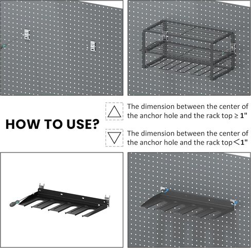 UNITEDPOWER Pegboard Mounting Adapter, 12PCS Metal Fixing Bracket Fit for 1/4", 1/2" or 1'' Peg Boards Hanging and Mounting Tools Rack, Storage Organizer for Garage, Store in Kuwait