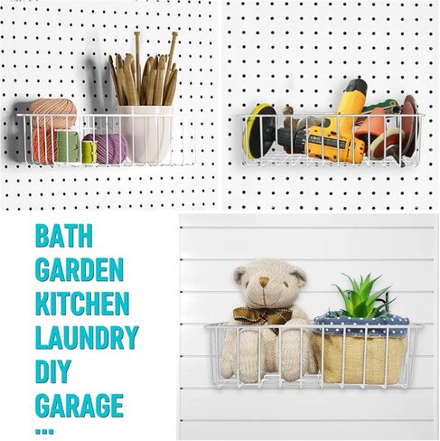 منظمات خطافات Pegboard - سلال ألواح Pegboard شفافة، شماعات متعددة 33 حزمة - مجموعة منظم أدوات رفوف العرض لغرفة الحرف اليدوية، المكتب، غرفة العمل، المرآب (أبيض) in Kuwait