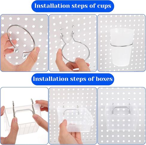 20 Pcs Pegboard Bins and Cups Set with Hooks and Loops, Clear Organizer Accessories for Garage Storage, Workshop, Workbench and Office Tool Organization in Saudi Arabia