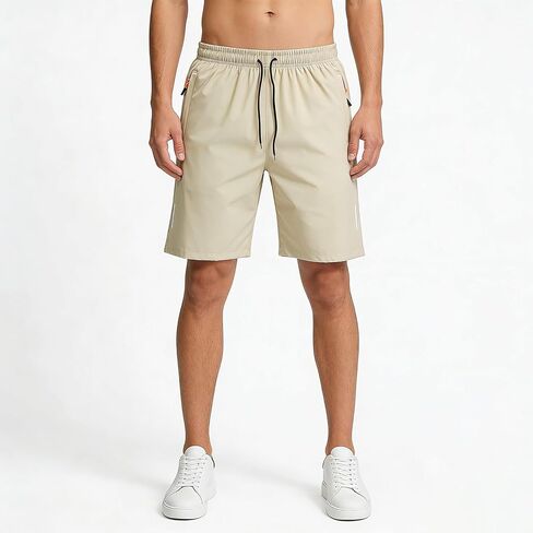 Mens 7" Lightweight Athletic Shorts Quick Dry Gym Workout Running Shorts with Zipper Pockets in Saudi Arabia