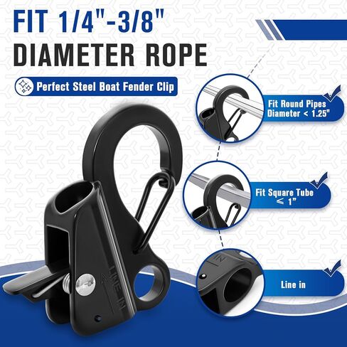 Boat Fender Clips, Boat Fender Quick Release Clip Stainless Steel Boat Bumper Clips Clamp on 3/8" - 5/8" Rope for Fastening Fender Lines in Saudi Arabia