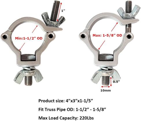 1-1/2 "المرحلة ضوء المشبك الألومنيوم الإضاءة المشابك ل 1-1/2-1-5/8" المرحلة تروس الإضاءة OD 4 حزمة الفضة in Kuwait
