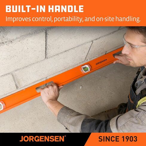 Jorgensen 48 Inch Level – I-Beam leveler tool with 3 Vials, 90°/180° Spirit Level Tool, Long Levels with Aluminum Frame, Shockproof Rubber End Caps, V-Groove for Construction, Carpentry, Pipe Work in Saudi Arabia