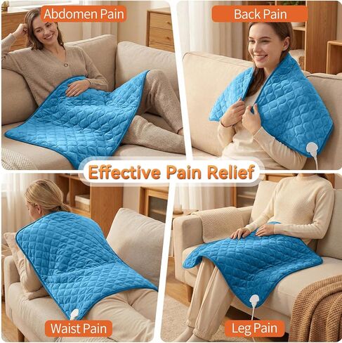 وسادة تدفئة كهربائية لآلام الظهر مقاس 32 بوصة × 24 بوصة وسادة تدفئة كبيرة جدًا لتخفيف تشنجات الدورة الشهرية والجسم والرقبة والكتف وإيقاف تلقائي لضبط درجة الحرارة وإعدادات درجة الحرارة ويمكن غسلها في الغسالة باللون الأزرق in Kuwait
