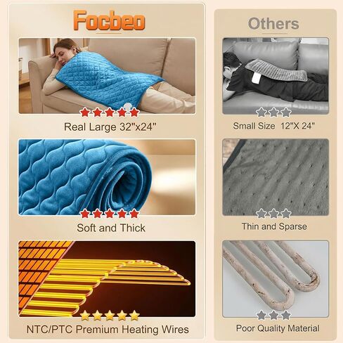 وسادة تدفئة كهربائية لآلام الظهر مقاس 32 بوصة × 24 بوصة وسادة تدفئة كبيرة جدًا لتخفيف تشنجات الدورة الشهرية والجسم والرقبة والكتف وإيقاف تلقائي لضبط درجة الحرارة وإعدادات درجة الحرارة ويمكن غسلها في الغسالة باللون الأزرق in Kuwait
