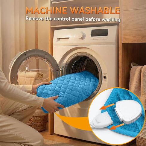 وسادة تدفئة كهربائية لآلام الظهر مقاس 32 بوصة × 24 بوصة وسادة تدفئة كبيرة جدًا لتخفيف تشنجات الدورة الشهرية والجسم والرقبة والكتف وإيقاف تلقائي لضبط درجة الحرارة وإعدادات درجة الحرارة ويمكن غسلها في الغسالة باللون الأزرق in Kuwait