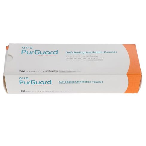 أكياس تعقيم ذاتية الغلق من ورق PurGuard/فيلم أزرق من Aira 100523، 3.50 بوصة × 10 بوصة 200/Bx in Kuwait